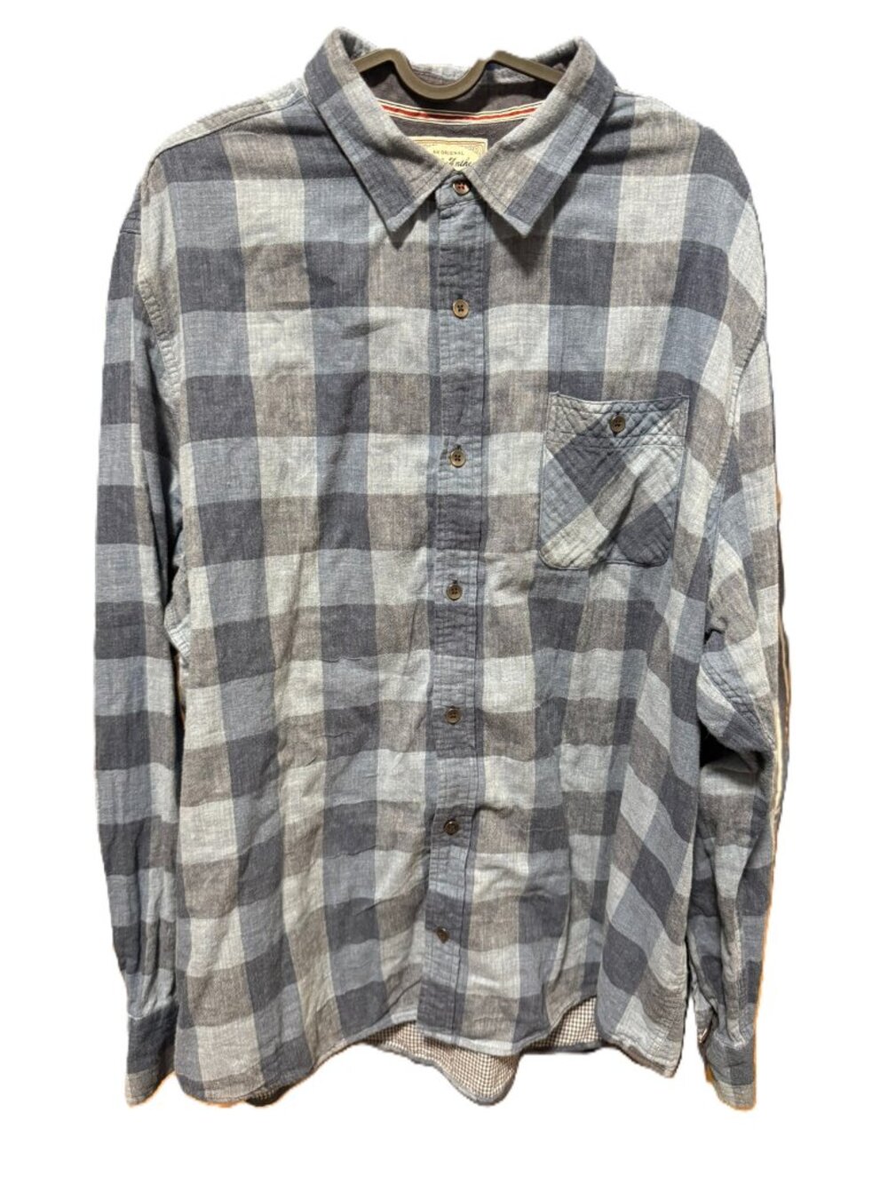 American Rag Mens XL Blue Gray Check Plaid Button Down Shirt Long Sleeve